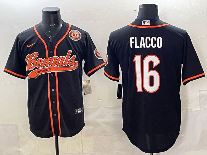 Men Cincinnati Bengals #16 Flacco black Joint Name 2025 Nike Limited NFL Jersey style 6->->